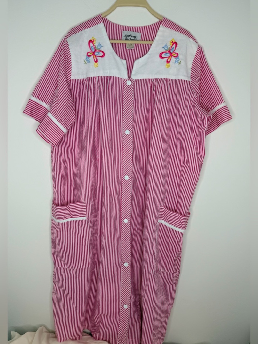 Vintage Anthony Richards XL Butterflies Front Snap House Dress Coat MuuMuu Robe
